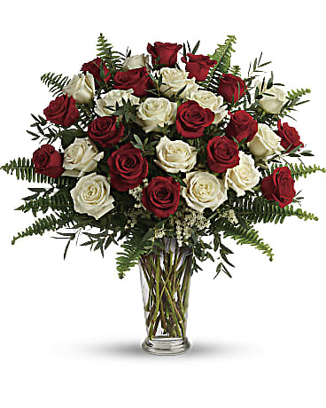 TWO dozen of red&amp;white roses